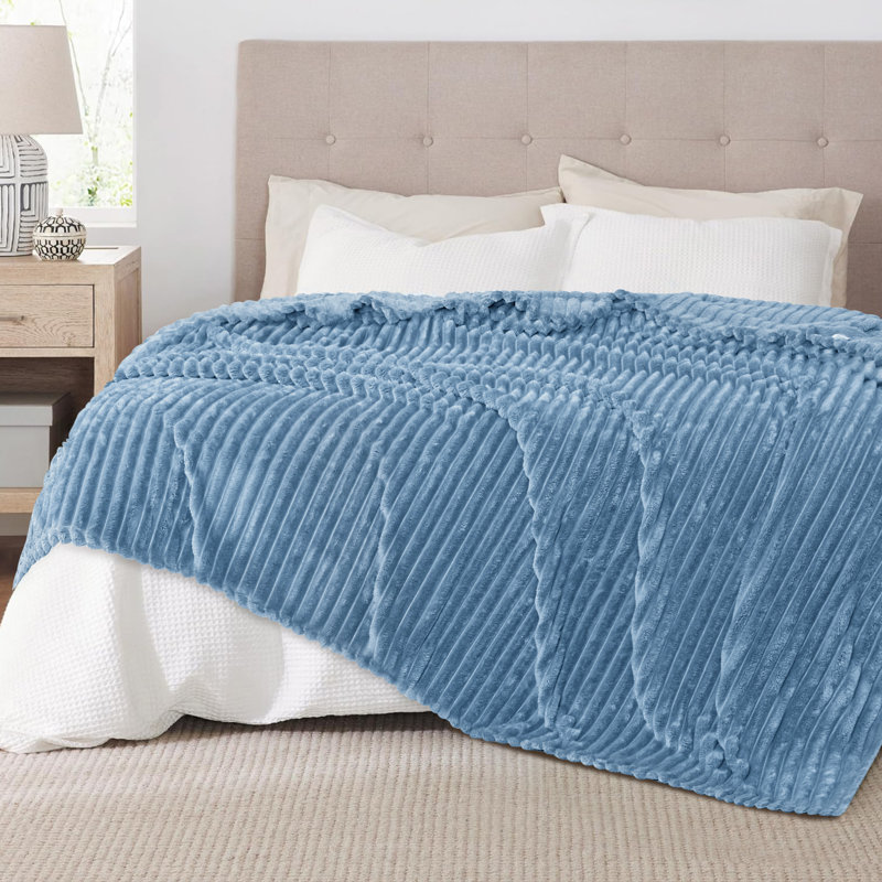 Jeté pour lit double grand lit réversible 400 GSM, Bleu