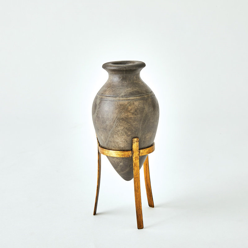 Amphora Alabaster Vase-Grey-Sm