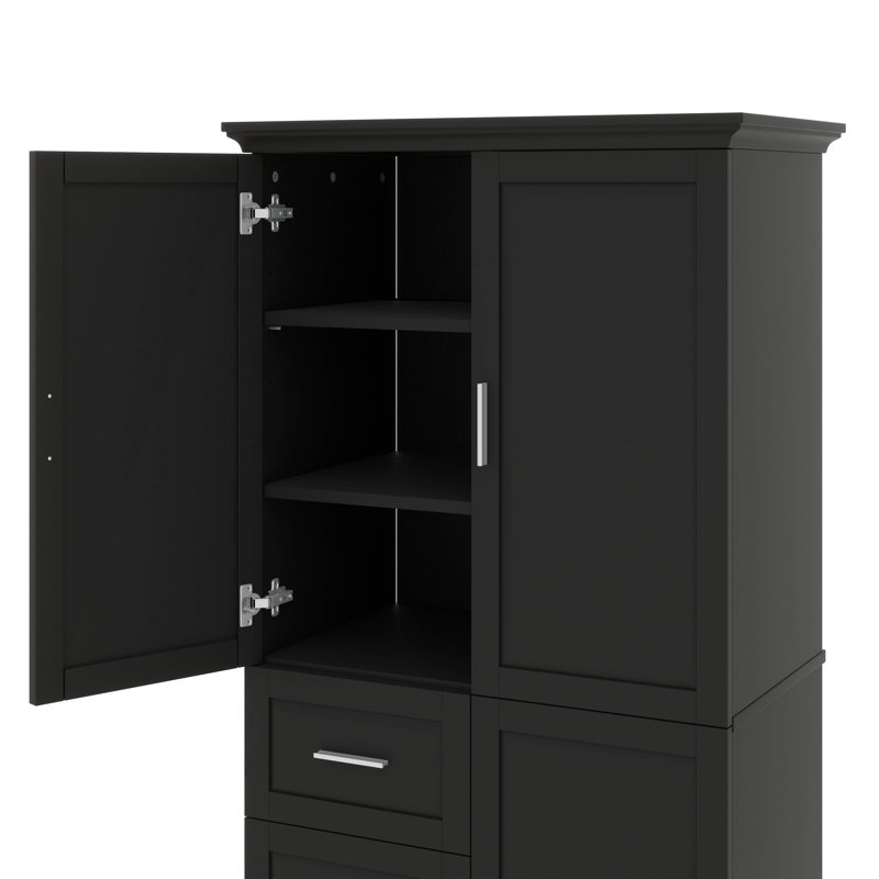 Armoire de rangement haute et spacieuse avec tiroirs et portes, Noir