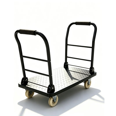 Heavy Duty Platform Truck 2700LBS, 48x24 Steel Flatbed Cart Dolly with 2 Detachable Handles & 6" Swivel Wheels for Warehouse & Industrial Use