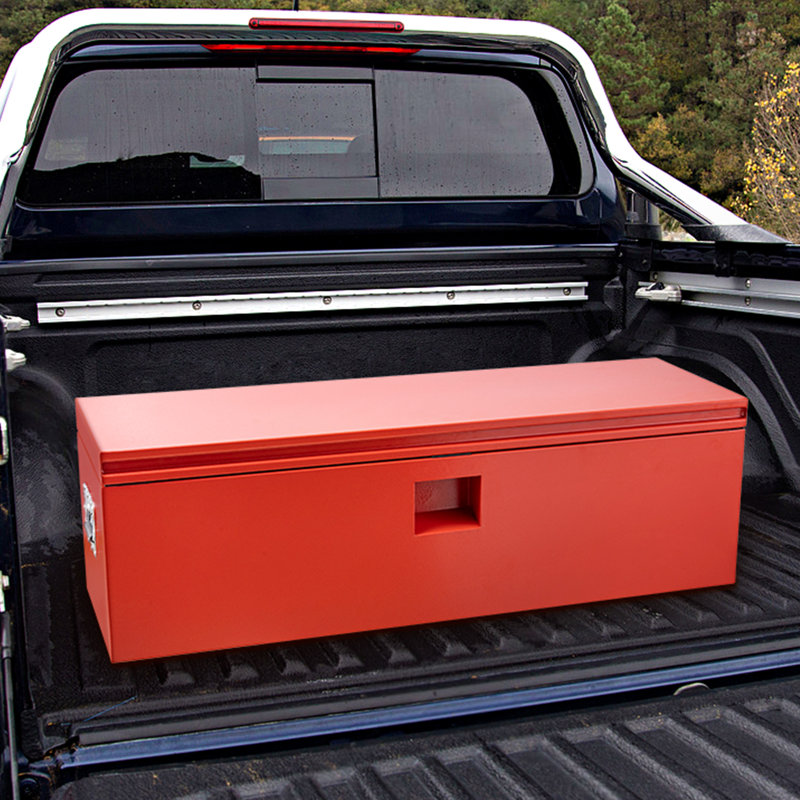Boîte à outils robuste pour camion avec serrure, coffre de rangement en acier pour camionnette, véhicule récréatif, remorque