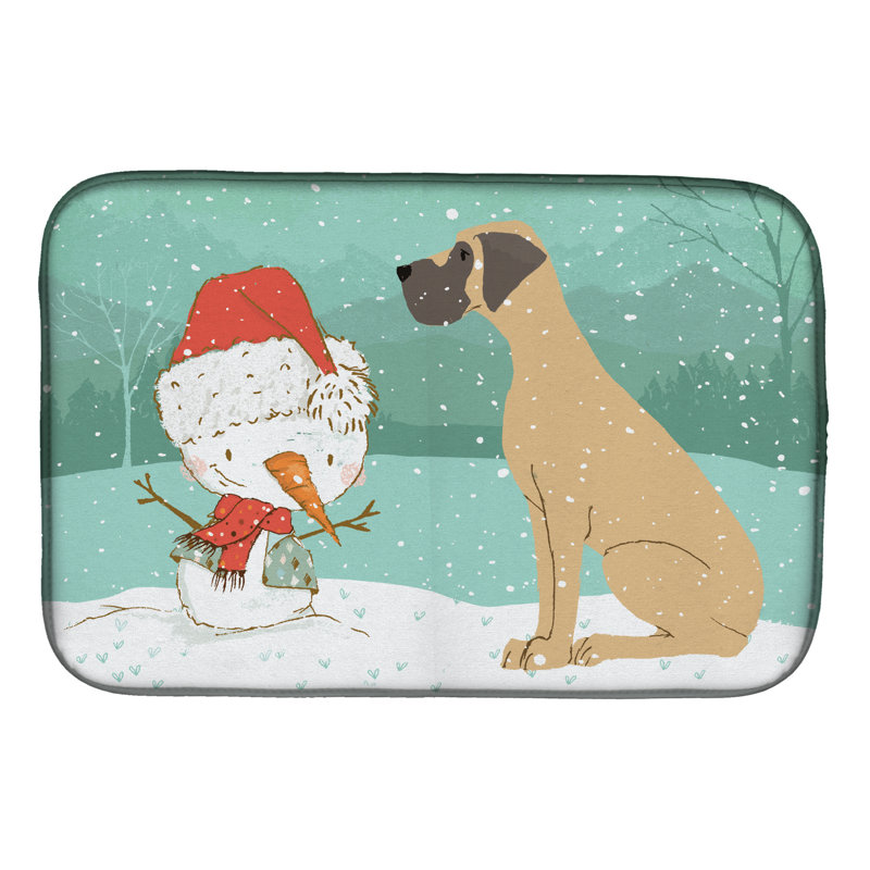 Snowman Christmas, Brown Natural Ears Great Dane