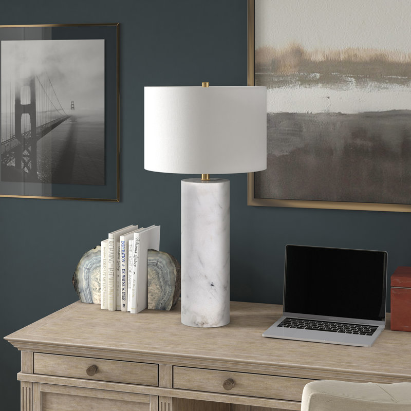 Lampe de table Elise, Marbre / laiton / blanc