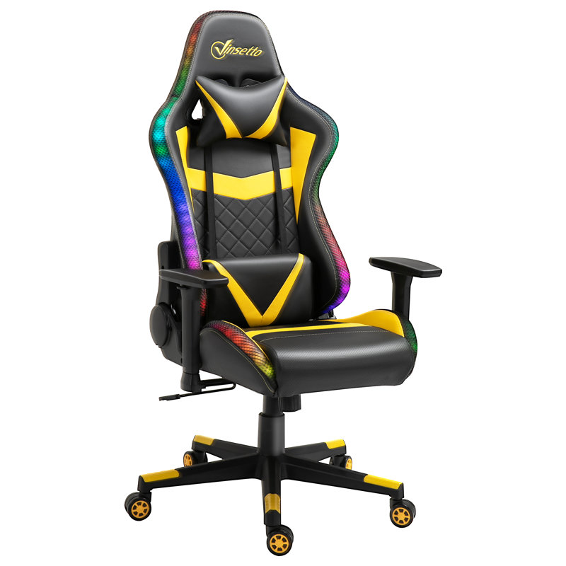 Fauteuil de jeu PC et de course, Jaune