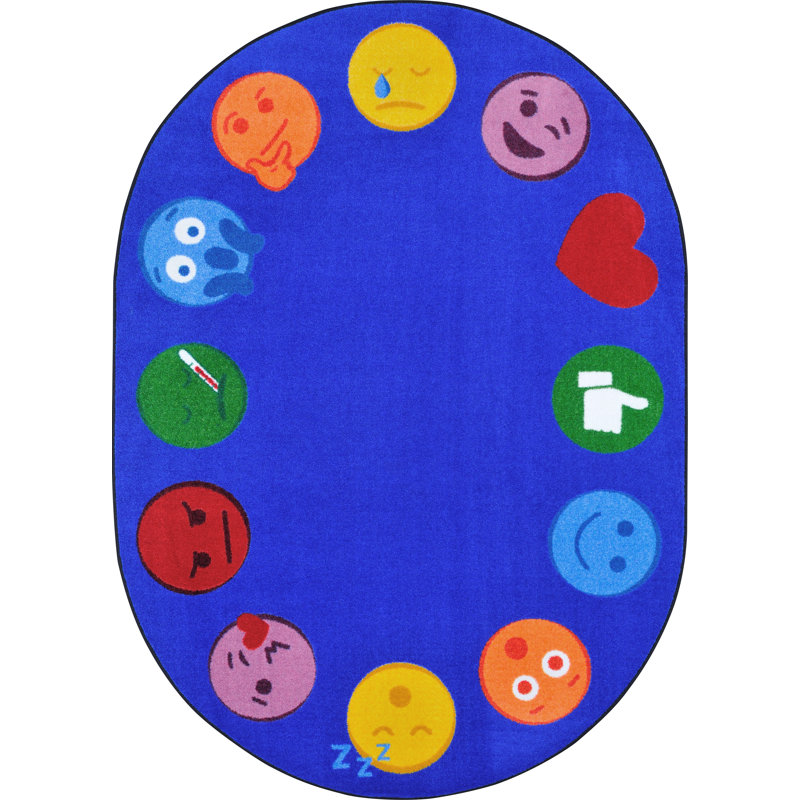 Emoji Edge Area Rug, Oval 5'4" x 7'8"