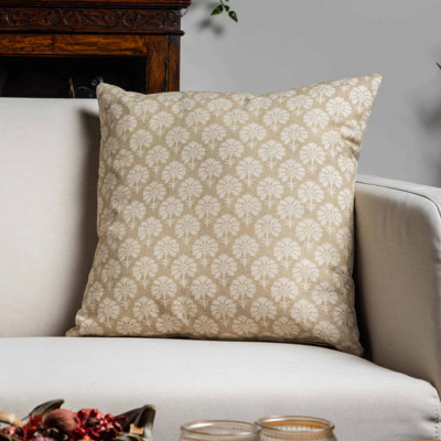 Floral Beige Throw Cushion