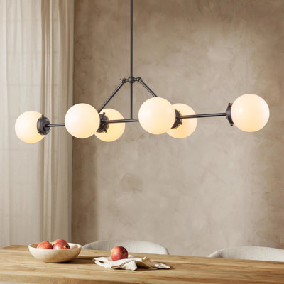 Jewellia 6-Light Dimmable Glass Sputnik Modern Linear Pendant
