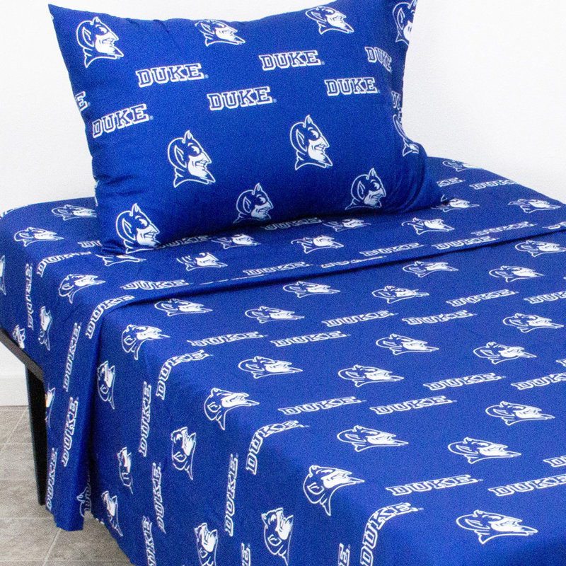 NCAA Sheet Set, Full Sheet Set + Fitted Sheet + Pillowcase, Duke