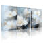 Ensemble de 3 tableaux abstraits floraux blancs sur toile tendue, pour la décoration du salon-1926532038