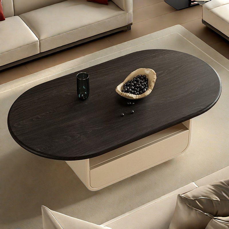 Table à thé Nordic Wabi-Sabi, Noir, noir, noir, noir, Beige, H 15,7 po x L 51,2 po x l 25,6 po