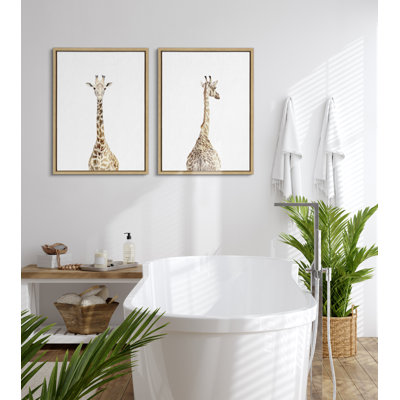 Giraffe Front and Back by Amy Peterson Framed Canvas Wall Art Set