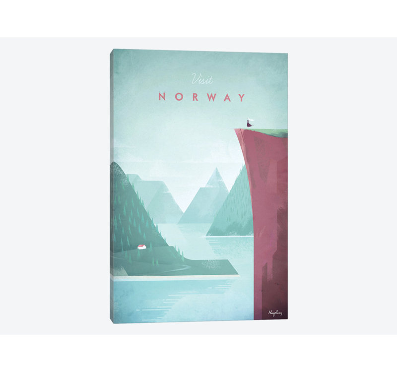 «Visitez la Norvège» par Henry Rivers - impression sur toile tendue, H 12 po x l 8 po x P 0,75 po, Toile tendue, Pas de tapis