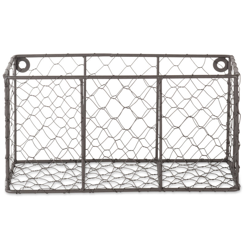 Deloatch Metal Wall Organizer with Wall Baskets, Rustic Bronze, 6.1" H x 5.5" W x 11.82" D