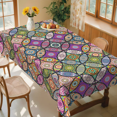 Bohemian Tablecloth 140x180cm Rectangular Irregular Pattern Party Picnic Dinner Decorative Table Cover