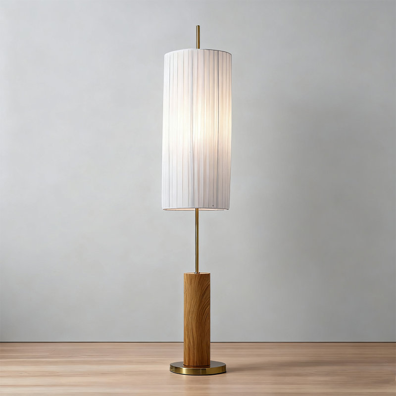 Lampe sur pied en bois massif moderne et minimaliste, Brun
