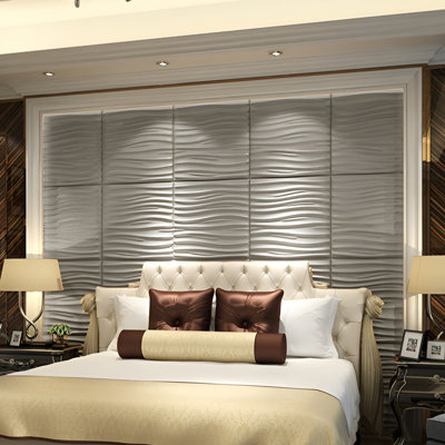 Britwall Nile Wave 3D Grid PU Leather Wall Panels – 60x60 cm, 10mm Thickness