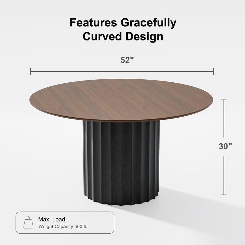 Table de salle à manger Soild, Brown Wood, H 30 po x L 52 po x l 52 po