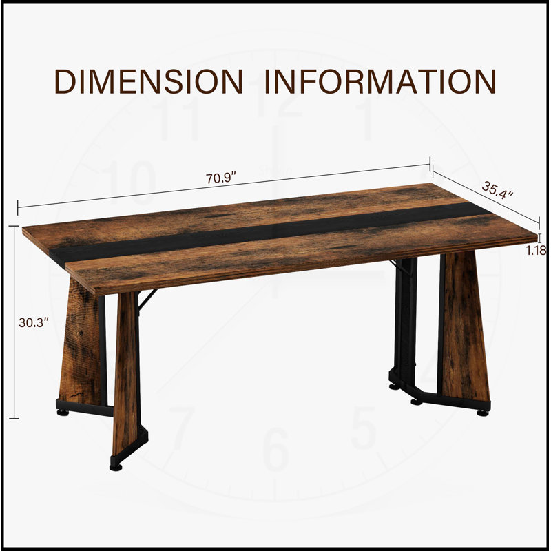 70.9'' Rectangular Large Dining Table, Waterproof and Stain-Resistant, Adjustable Legs for Stability, Ideal for Family Gatherings and Spaces