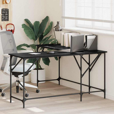 L-Shaped Metal Base Computer Desk