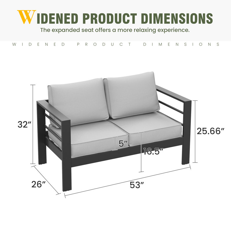Causeuse en aluminium avec coussin, Gris clair, Gris anthracite