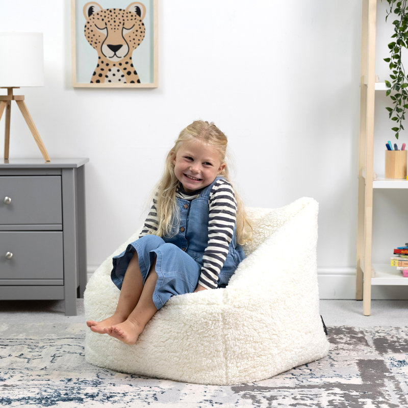Kids Natalia Armchair Bean Bag, Cream Teddy