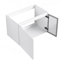 Meuble-lavabo mural 30 po avec lavabo en céramique, 2 portes à fermeture en douceur, meuble-lavabo blanc brillant et 1/2 porte en verre gris, contreplaqué-129864871