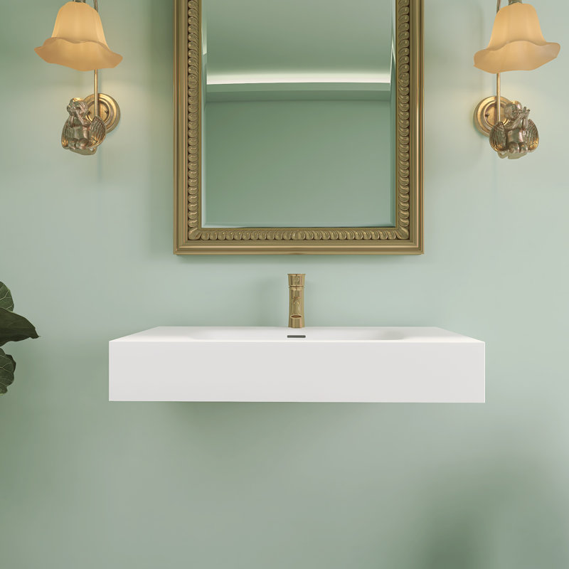 Lavabo de salle de bain rectangulaire en surface 32 po avec trop-plein
