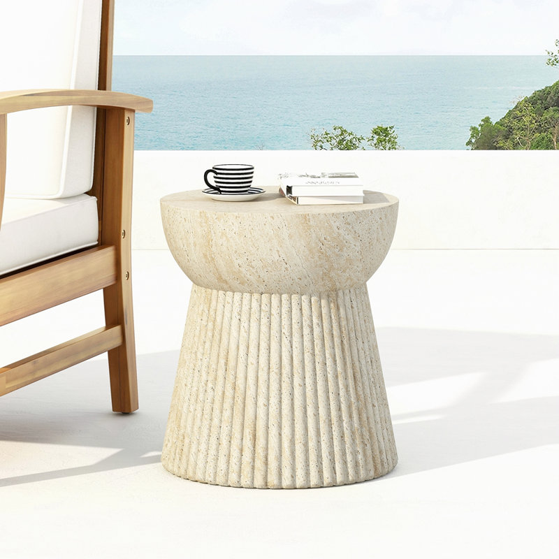 Table d'appoint d'extérieur en béton travertin