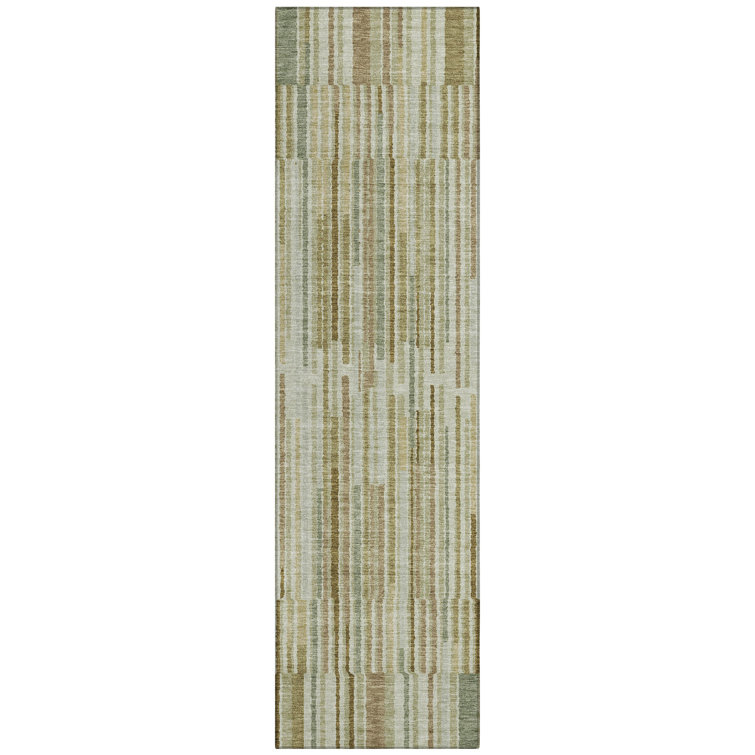 Machine Washable Indoor/Outdoor Xhevrie Khaki Rug