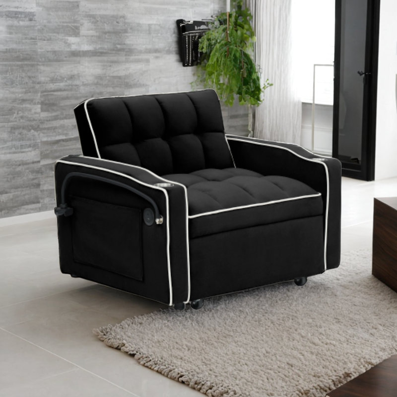Velvet Accent Chair, Black Velvet