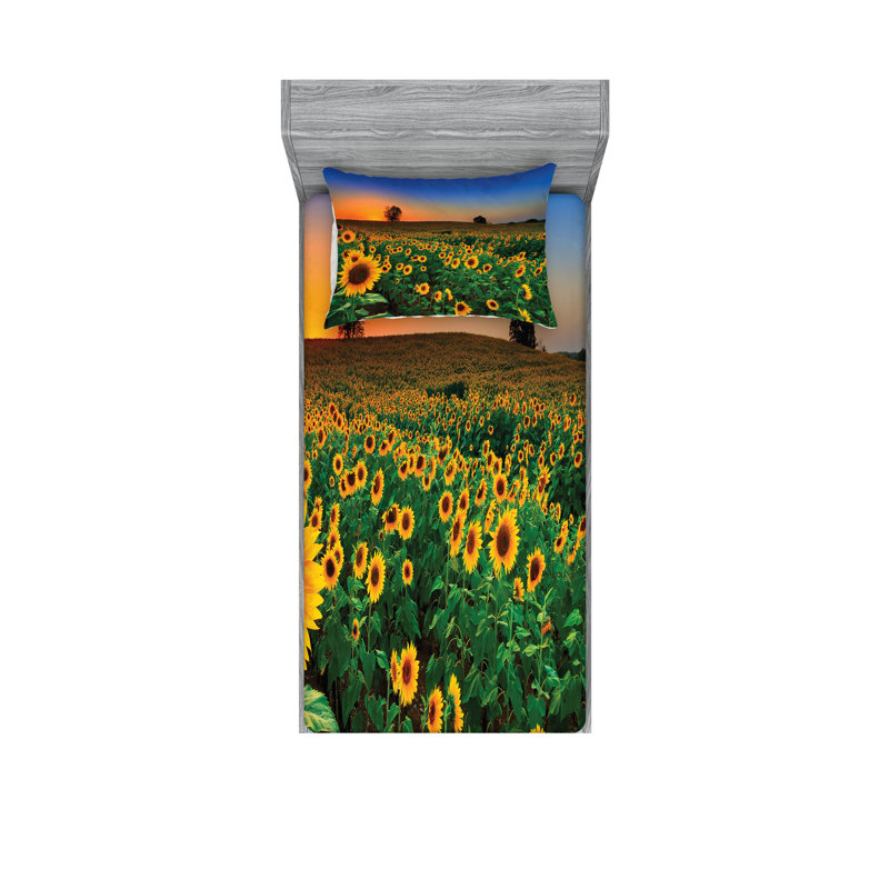 Multicolore ensemble de draps et taies décoratives Ambesonne, Ensemble de draps pour lit simple avec deux taies 