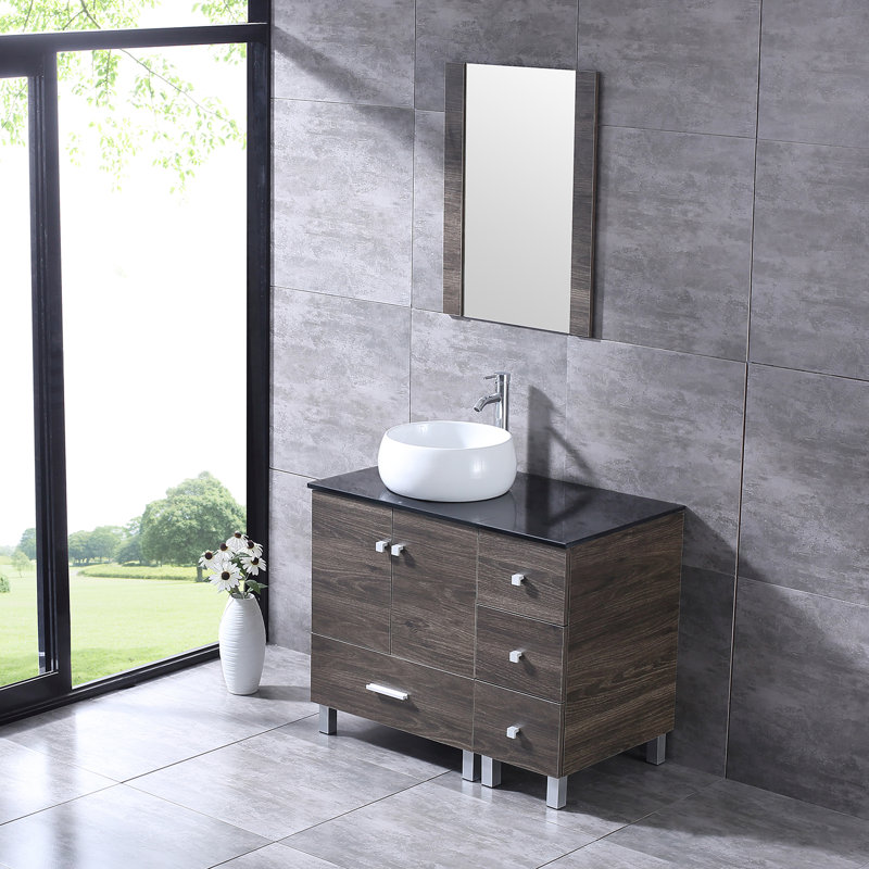 Ensemble de meuble-lavabo simple 36 po avec miroir Alderico