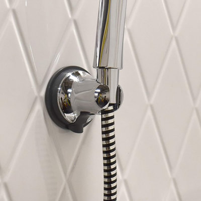 Plastic Wall Suction Style Bracket Shower Head Holder, Polished Chrome