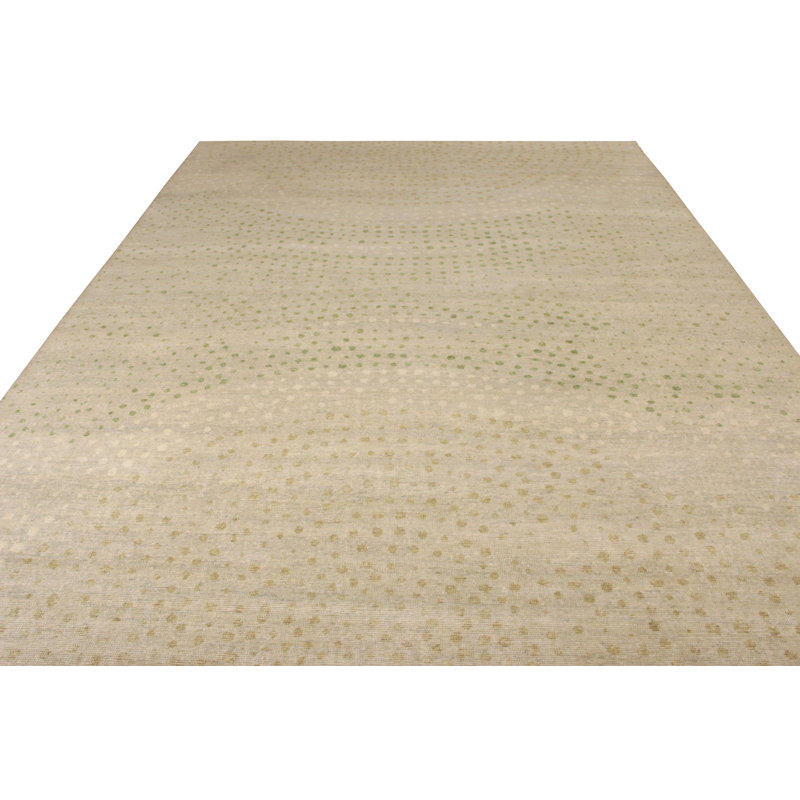 Distressed Homage Hand Knotted Wool Dots Area Rug, Rectangle 15' x 24'