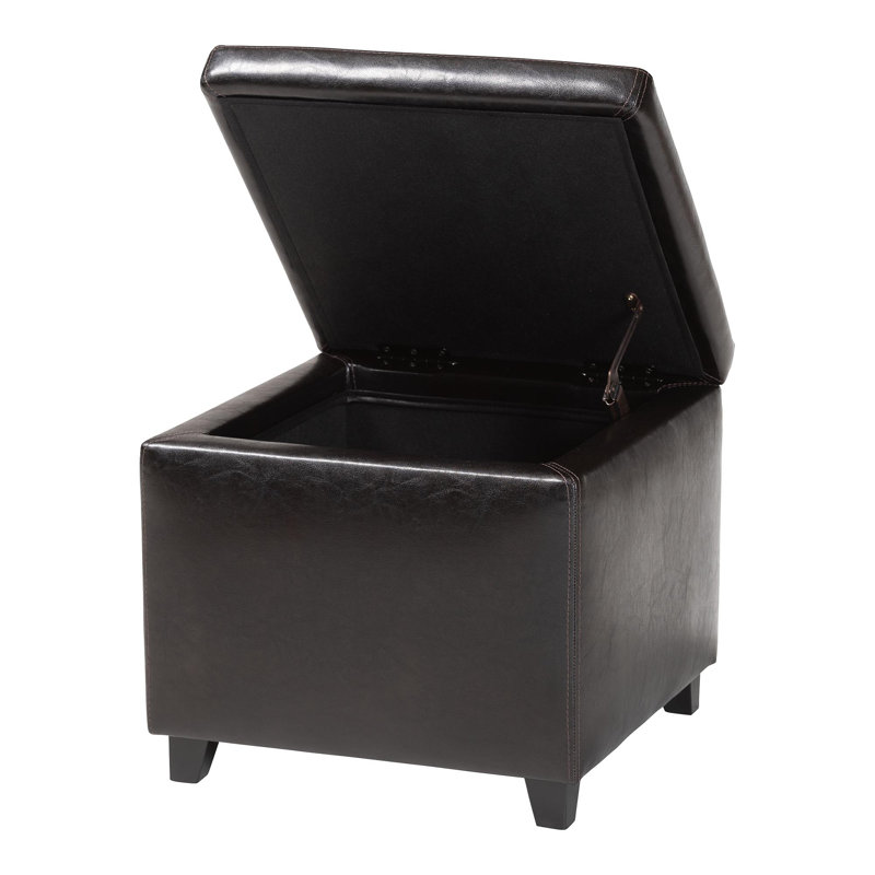 Calysta Faux Leather Ottoman, Brown