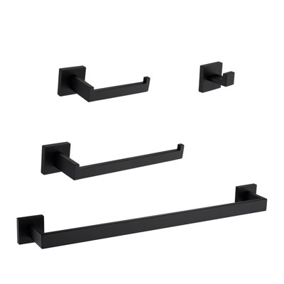 4 Bathroom Hardware Kit - Contemporary Look With Concealed . High-Grade Stainless Steel, Resists Damage. Scratch- Guarantee. Neatness. Gold + Matte Black Chic. Effortless Installation Manual Stylish