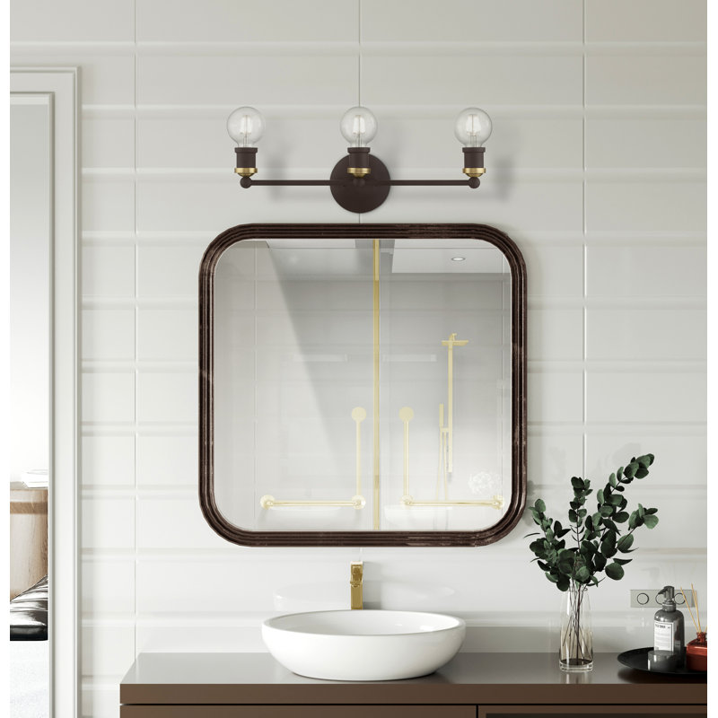 Éclairage de salle de bain à intensité variable 3 lumières Grogan, Bronze / laiton antique