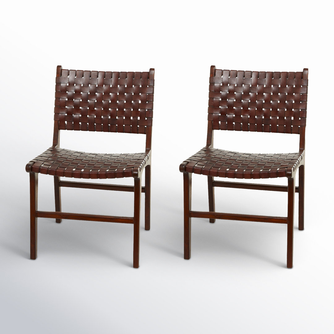 Markus Woven Genuine Leather Side Chair (Set of 2) Joss & Main 
