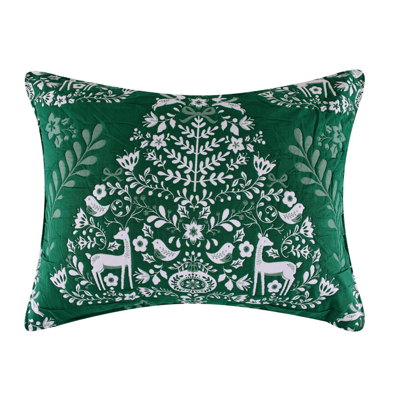 Greenland Home Fashions Taie d'oreiller verte Noella, Standard, Vert