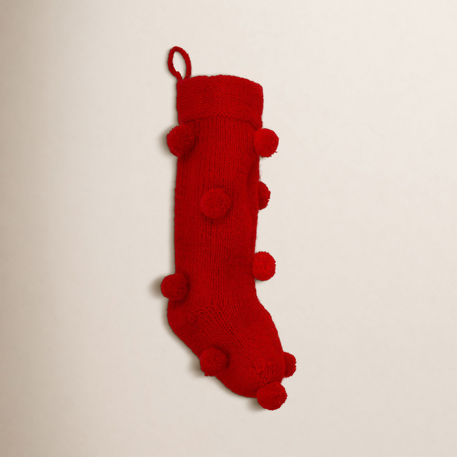 Wool Knit Stocking, Red