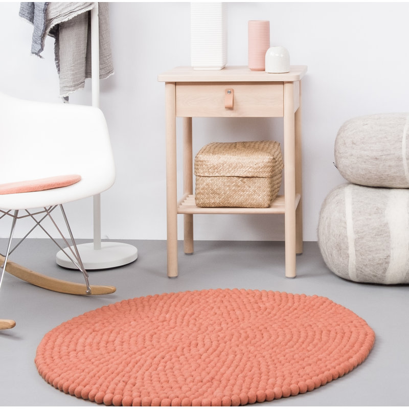 Round Solid Colour Wool Hand Woven Area Rug, Round 50cm