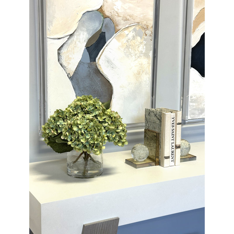 Hydrangea Bouquet in Glass Vase, Green