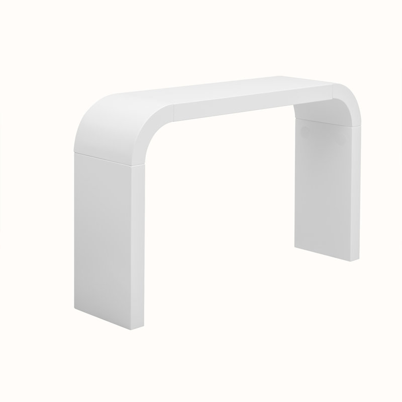 Minimalist Console Table With Elegant Lines And Arc-Shaped Edge, 31" H x 52" W x 12" D, White
