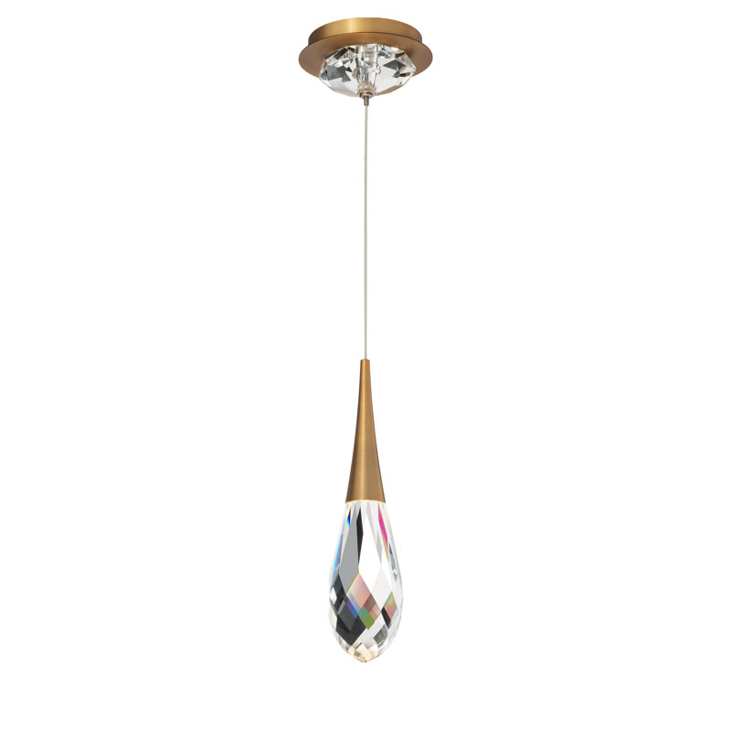Hibiscus 1 Light LED Mini Pendant, Aged Brass