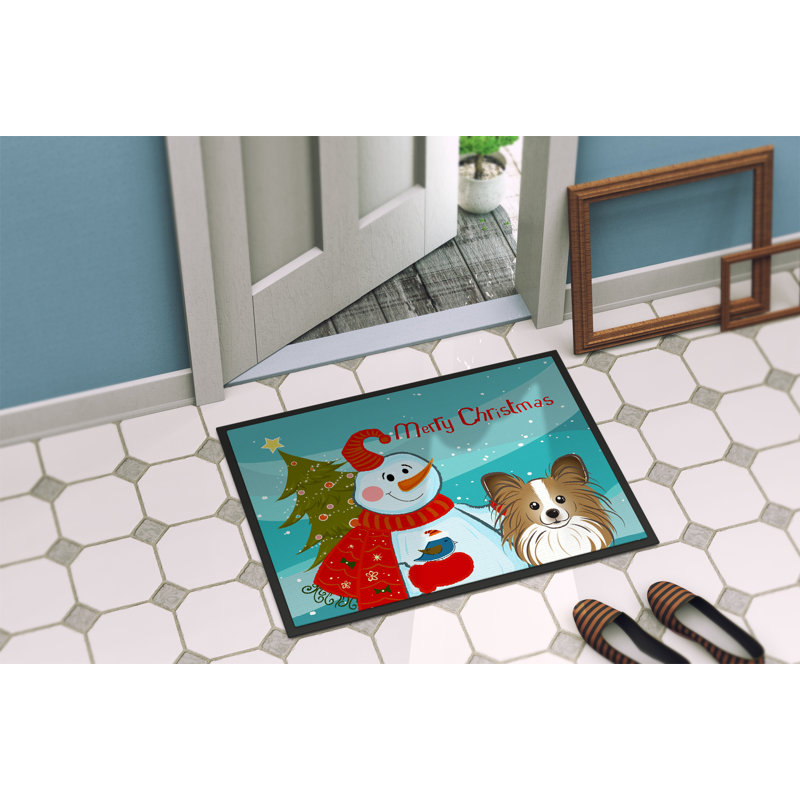 Mandelyn Non-Slip Christmas Outdoor Doormat, Rectangle 1'6" x 2'3"
