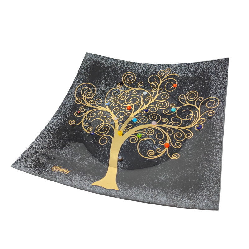 Clinkscales Glass Decorative Plate 1, Black, 2cm H x 29cm W x 29cm D