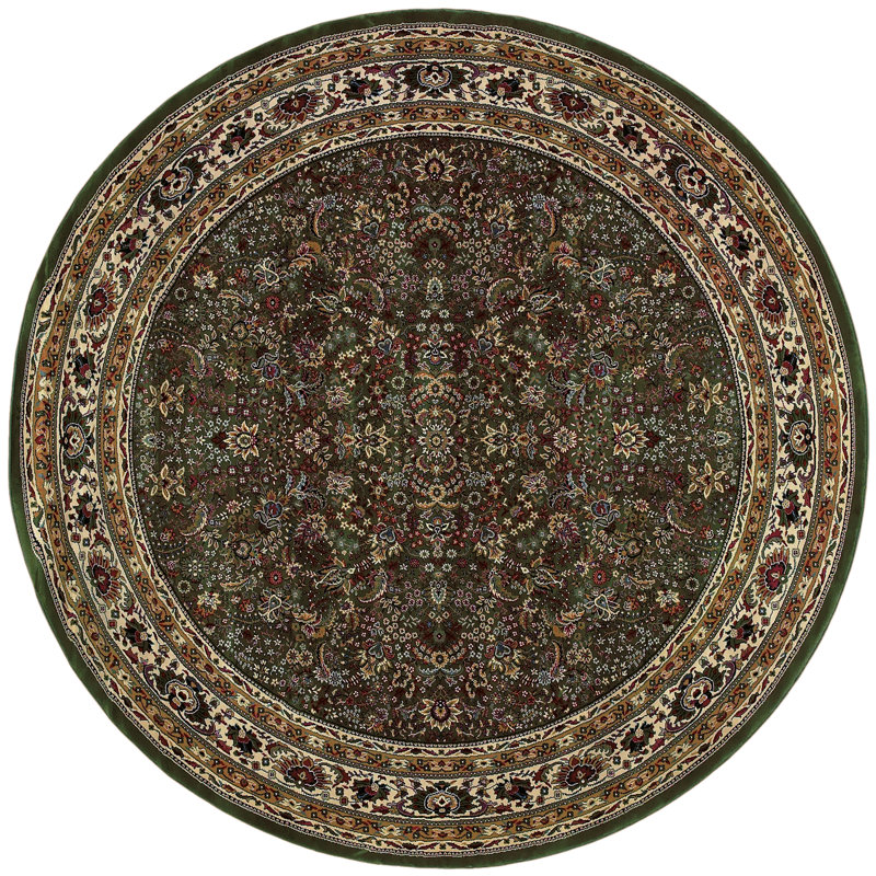 Tapis oriental vert / ivoire Shelburne, Carré 8 pi