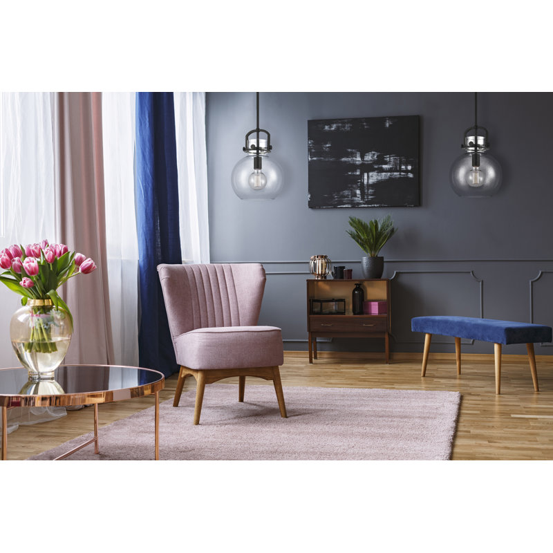Luminaire suspendu à 1 tige Sligo, Clair, Noir mat, H 13,38 po x l 10 po x P 10 po