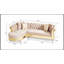 Canapé modulaire luxueux en velours capitonné avec base en bois, parfait pour les espaces de vie élégants et confortables.
