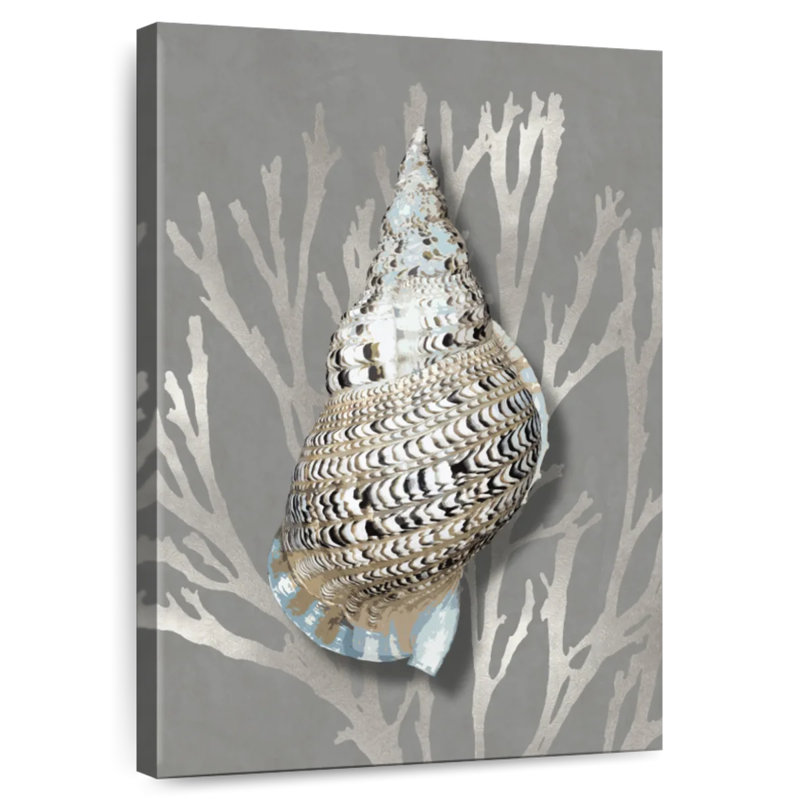 Shell coral silver on gray i Aletra, H 12 po x l 8 po